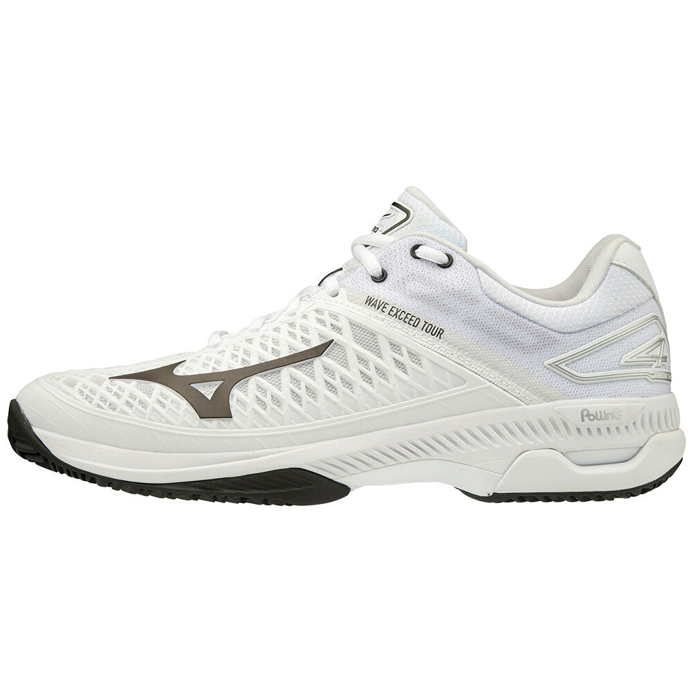 Tenis Netshoes Mizuno Wave Exceed Tour 4 CC - Homem - Branco/Pretas - FKMNQ3175